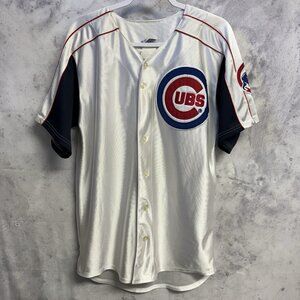 Chicago Cub Majestic Baseball Jersey White Button Up MLB Mens Large